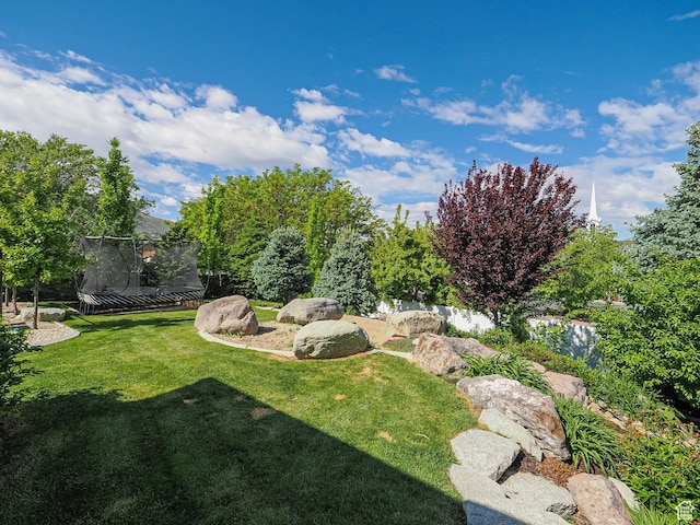 13772 S Kennington Ct E, Draper, UT 84020 - view of green lawn featuring a trampoline