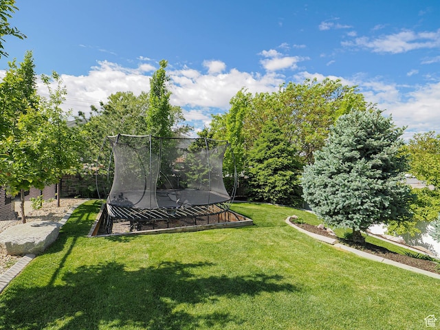 13772 S Kennington Ct E, Draper, UT 84020 - view of grassy yard featuring a trampoline