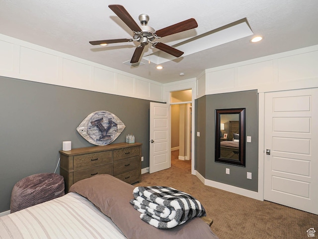13772 S Kennington Ct E, Draper, UT 84020 - bedroom with light carpet, recessed lighting, baseboards, and a ceiling fan
