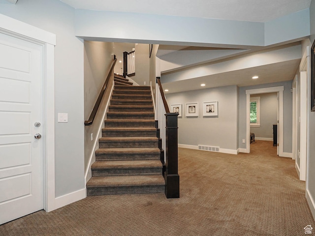 13772 S Kennington Ct E, Draper, UT 84020 - staircase featuring carpet, recessed lighting, and baseboards