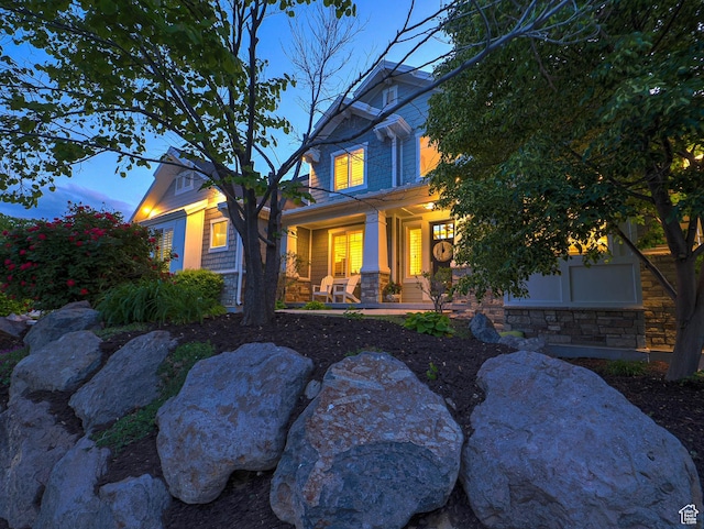13772 S Kennington Ct E, Draper, UT 84020 - view of front of property with covered porch and stone siding