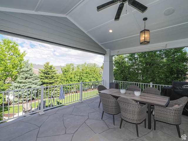 13772 S Kennington Ct E, Draper, UT 84020 - view of patio / terrace with a ceiling fan and outdoor dining area