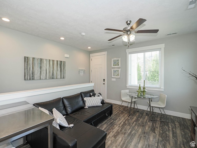 13772 S Kennington Ct E, Draper, UT 84020 - living area featuring ceiling fan, wood finished floors, baseboards, and recessed lighting