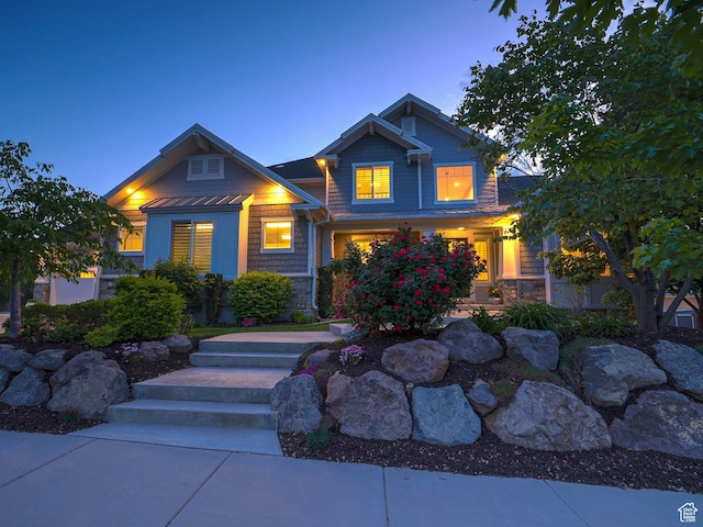 13772 S Kennington Ct E, Draper, UT 84020 - craftsman-style home with stone siding, a standing seam roof, and metal roof