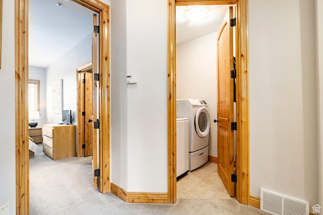 3006 E Canyon Links Dr S, Park City, UT 84098 - laundry room featuring light colored carpet, separate washer and dryer, and baseboards