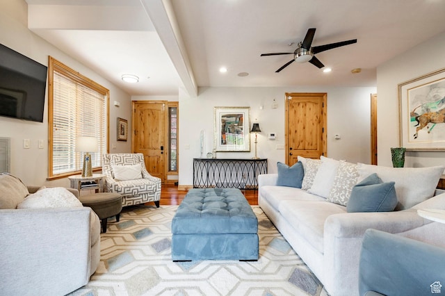 3006 E Canyon Links Dr S, Park City, UT 84098 - living area with recessed lighting, ceiling fan, and wood finished floors