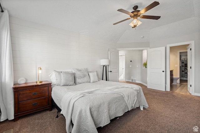 277 N 3600 W, Layton, UT 84041 - bedroom with carpet, lofted ceiling, ensuite bath, ceiling fan, and baseboards
