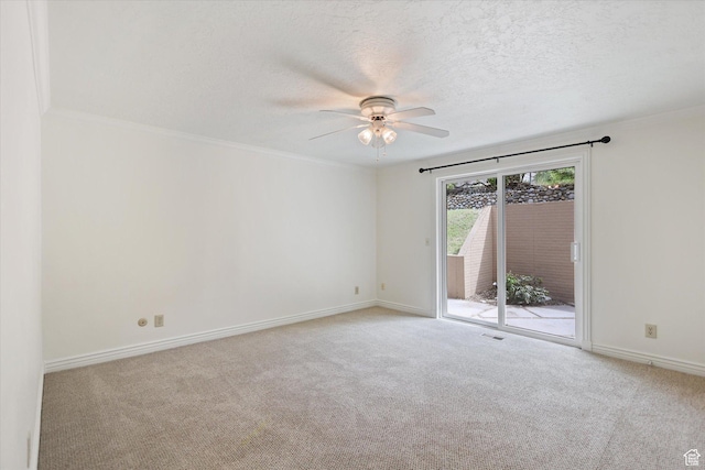 1694 E Plata Way, Sandy, UT 84093 - carpeted spare room with a ceiling fan, baseboards, a textured ceiling, and crown molding