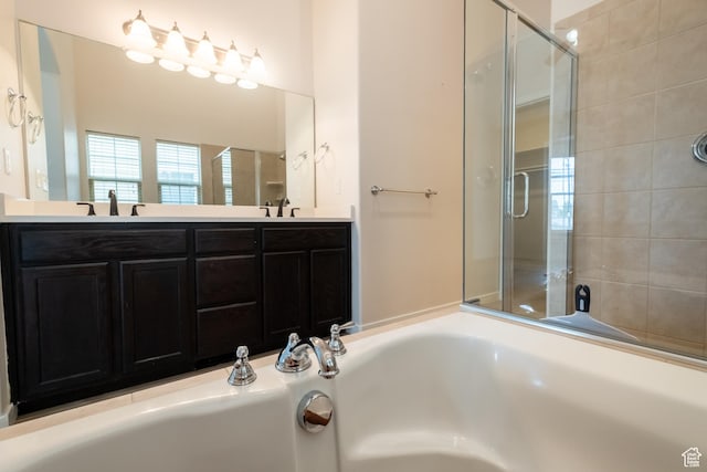 10227 S Oquirrh Lake Rd, South Jordan, UT 84095 - full bathroom with a bath, a stall shower, and double vanity