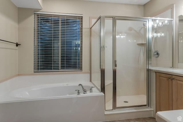 584 S Silver Ln, Alpine, UT 84004 - full bathroom featuring a bath, a stall shower, and vanity