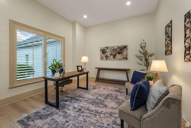 584 S Silver Ln, Alpine, UT 84004 - office space featuring wood finished floors, recessed lighting, and baseboards