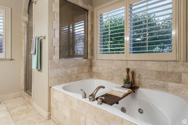 584 S Silver Ln, Alpine, UT 84004 - full bathroom featuring a whirlpool tub, baseboards, a shower stall, and tile patterned floors