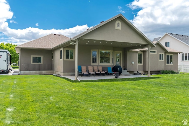 3028 W Viola Ln, Riverton, UT 84065 - rear view of property with a patio, stucco siding, and a yard