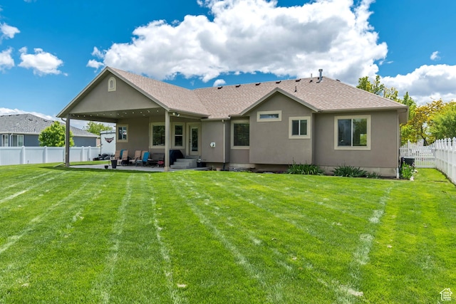 3028 W Viola Ln, Riverton, UT 84065 - rear view of house featuring a patio area, stucco siding, and a shingled roof