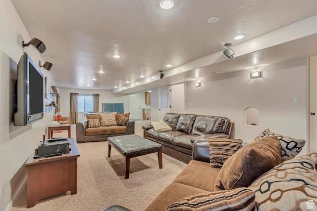 3028 W Viola Ln, Riverton, UT 84065 - living room with carpet floors and recessed lighting