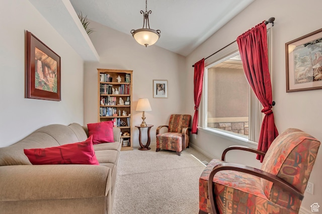 3028 W Viola Ln, Riverton, UT 84065 - sitting room featuring vaulted ceiling, carpet flooring, and baseboards