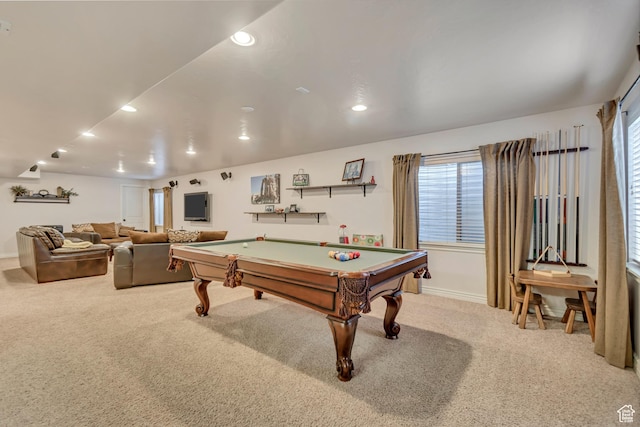 3028 W Viola Ln, Riverton, UT 84065 - rec room featuring carpet flooring, recessed lighting, billiards table, and baseboards