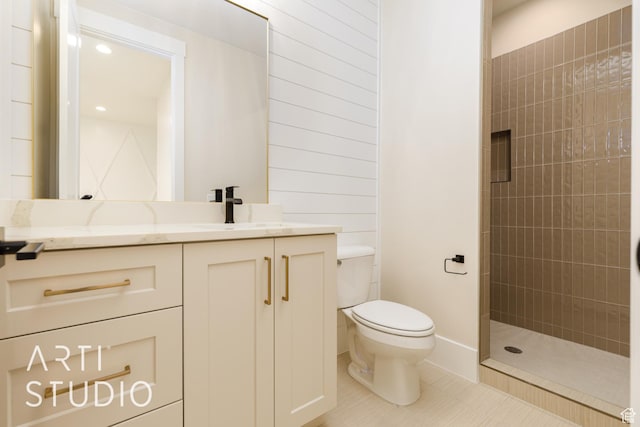 2921 E Yavin Way, St George, UT 84790 - full bathroom featuring toilet, vanity, tile patterned flooring, and tiled shower