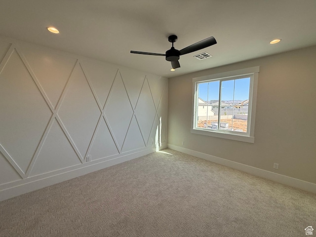 2921 E Yavin Way, St George, UT 84790 - empty room with light carpet, recessed lighting, baseboards, and a ceiling fan