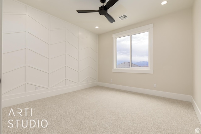 2921 E Yavin Way, St George, UT 84790 - unfurnished room featuring carpet floors, a ceiling fan, baseboards, and recessed lighting