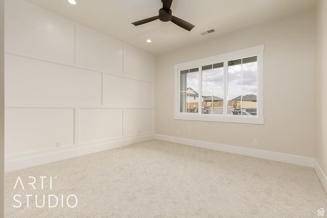 2921 E Yavin Way, St George, UT 84790 - carpeted spare room featuring a ceiling fan, recessed lighting, and baseboards
