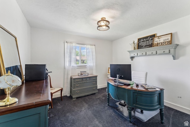 623 N 120 W, Lehi, UT 84043 - office area featuring dark colored carpet, baseboards, and a textured ceiling
