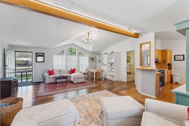 245 S 400 W, Heber City, UT 84032 - living area with wood finished floors, a chandelier, and baseboards