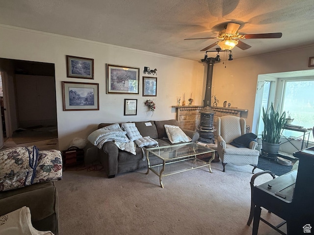 1035 W Main St, Lehi, UT 84043 - living room with carpet flooring, ceiling fan, and crown molding