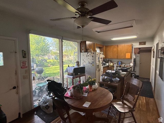 1035 W Main St, Lehi, UT 84043 - dining area with a ceiling fan and wood finished floors