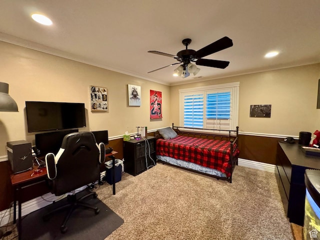 1710 N 2625 E, Layton, UT 84040 - bedroom featuring carpet, crown molding, recessed lighting, an office area, and baseboards
