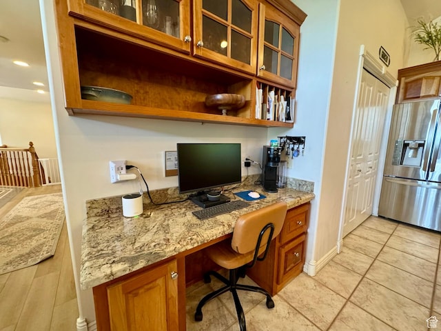 1710 N 2625 E, Layton, UT 84040 - office area featuring built in desk, baseboards, light tile patterned floors, and recessed lighting