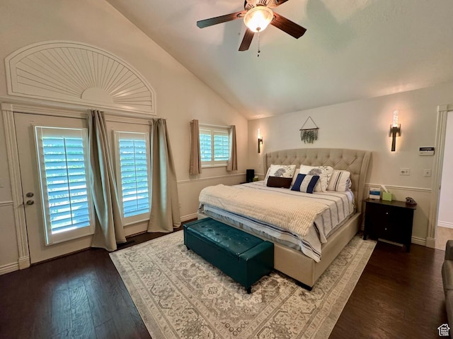 1710 N 2625 E, Layton, UT 84040 - bedroom featuring vaulted ceiling, wood finished floors, ceiling fan, and baseboards