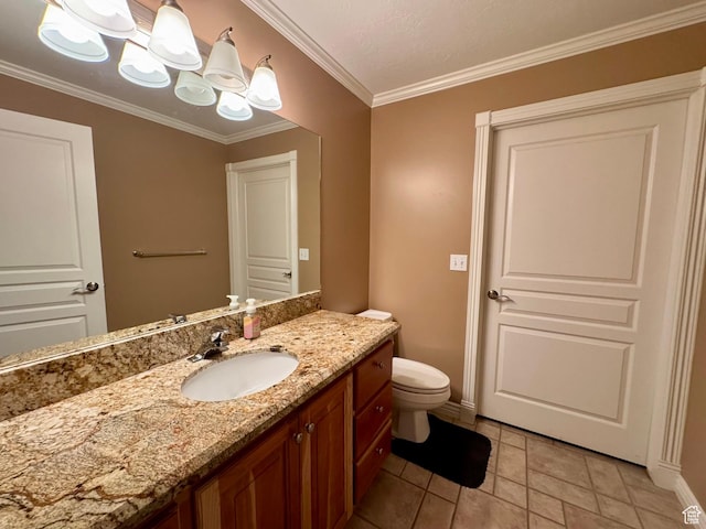 1710 N 2625 E, Layton, UT 84040 - bathroom with vanity, crown molding, toilet, tile patterned flooring, and baseboards