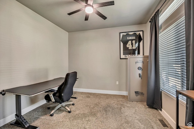 12884 S Tortoise Ln, Riverton, UT 84096 - office space featuring light carpet, a ceiling fan, plenty of natural light, and baseboards