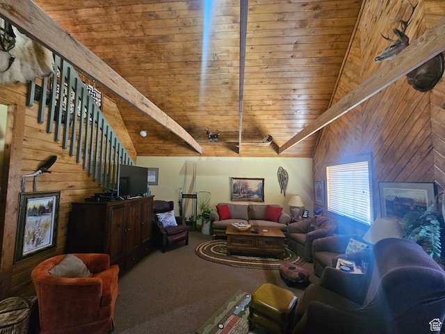 45465 W Airport Rd, Fruitland, UT 84027 - carpeted living room featuring wooden ceiling and wooden walls