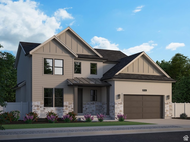 1329 N 1525 E Unit 64, Payson, UT 84651 - view of front of home featuring concrete driveway, an attached garage, stone siding, and roof with shingles