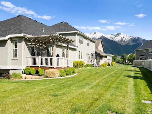 2143 W River Birch Rd, Mapleton, UT 84664 - view of yard featuring a pergola, a mountain view, and a residential view