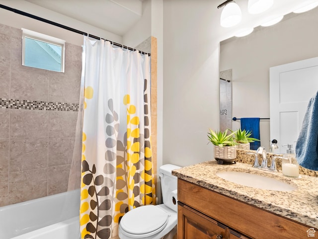 2143 W River Birch Rd, Mapleton, UT 84664 - bathroom with vanity, toilet, and shower / bath combo with shower curtain