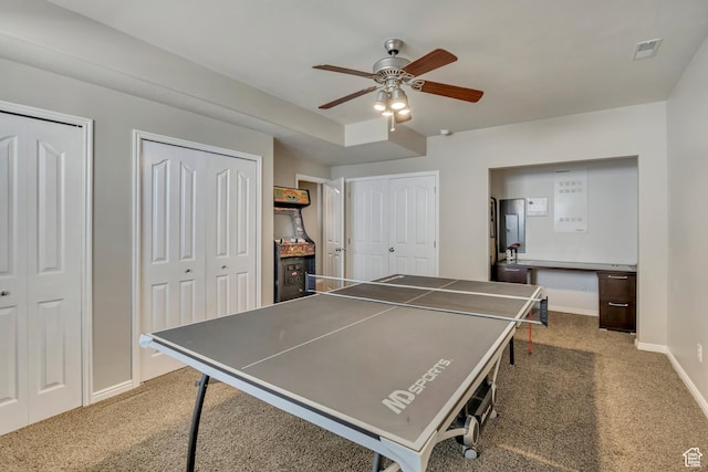 11743 S Silver Spur Ln, Draper, UT 84020 - playroom featuring carpet floors, a ceiling fan, and baseboards