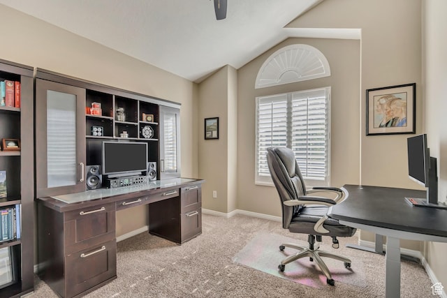 11743 S Silver Spur Ln, Draper, UT 84020 - office space featuring light carpet, lofted ceiling, and baseboards