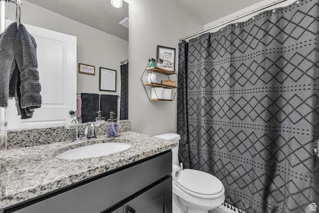 18616 Jefferson Ave, Eagle Mountain, UT 84013 - full bathroom featuring toilet, vanity, and a shower with curtain