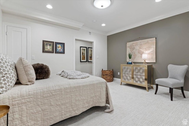 4731 S Marabow Cir, Holladay, UT 84117 - bedroom with ornamental molding, baseboards, carpet flooring, and recessed lighting