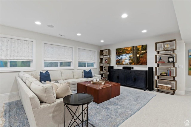 4731 S Marabow Cir, Holladay, UT 84117 - living area featuring recessed lighting, baseboards, and light carpet