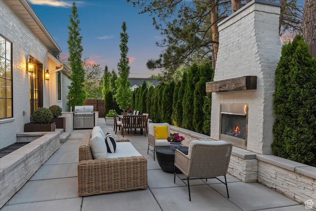 4731 S Marabow Cir, Holladay, UT 84117 - view of patio featuring an outdoor living space with a fireplace