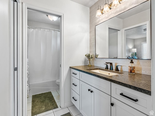 1152 E Gavin Cir, Draper, UT 84020 - full bathroom featuring vanity, tile patterned floors, toilet, and shower / bath combo