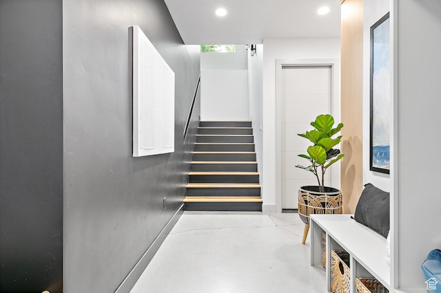 1620 W Brevia Ct Unit 25, Lehi, UT 84043 - stairway with concrete floors and recessed lighting