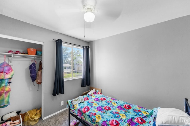 444 E 670 N, Tooele, UT 84074 - bedroom featuring carpet flooring, baseboards, a ceiling fan, and a closet