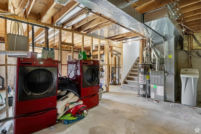 1367 E 3125 N, Layton, UT 84040 - unfinished below grade area with independent washer and dryer, water heater, a water softener system, stairs, and heating unit