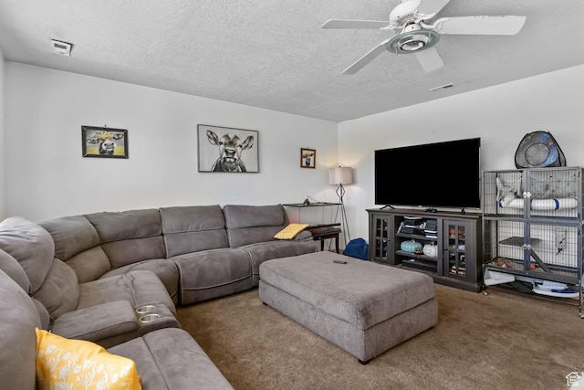 1367 E 3125 N, Layton, UT 84040 - carpeted living area with a ceiling fan and a textured ceiling