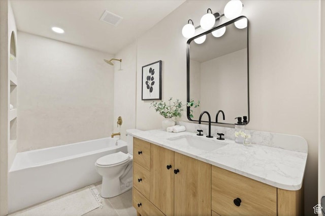 2559 E Evening Star Dr, Holladay, UT 84124 - bathroom featuring vanity, toilet,  shower combination, and tile patterned flooring